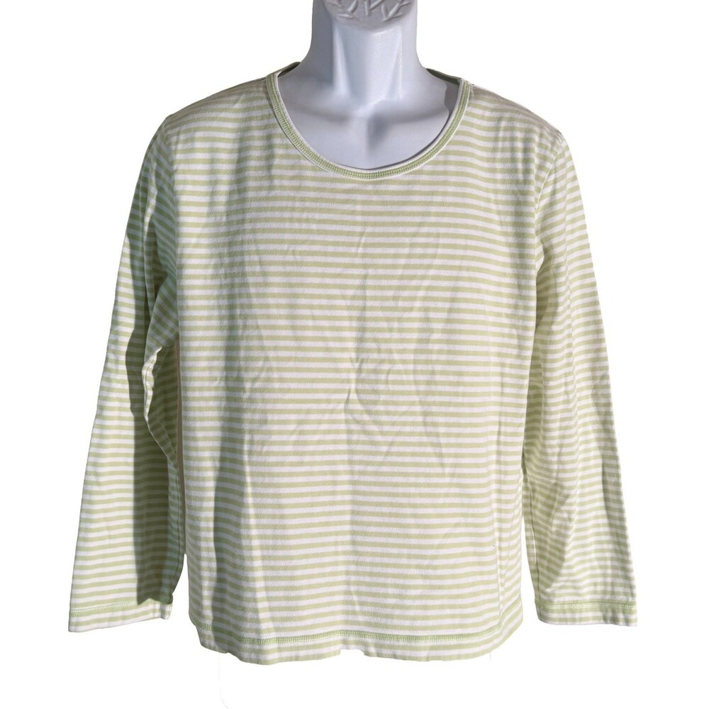 Orvis Light Green and White Striped Long Sleeve Tee